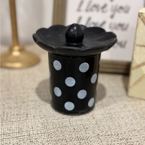 Polka Dot Black and White Decorative Jewelry Holder-with inside storage area too